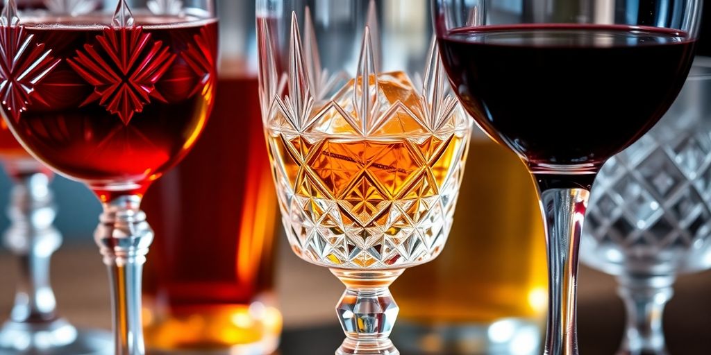 Verres en cristal avec différentes boissons