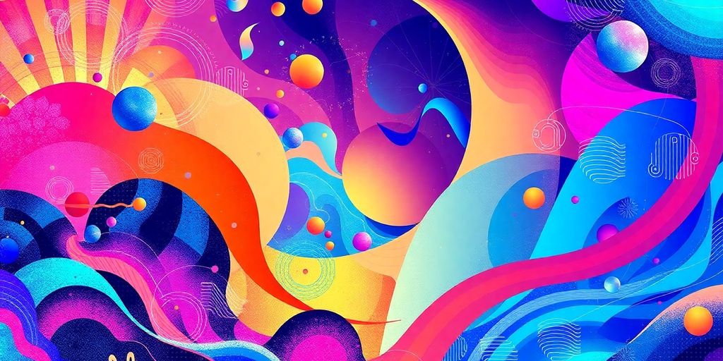 Colorful abstract digital art with dynamic shapes and textures.