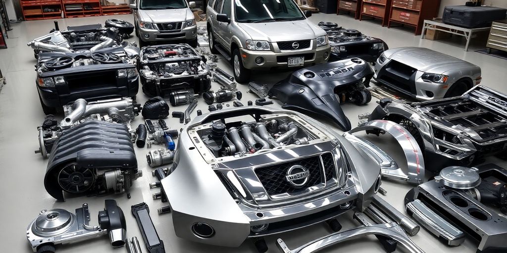 Nissan Pathfinder parts arranged for quality inspection.