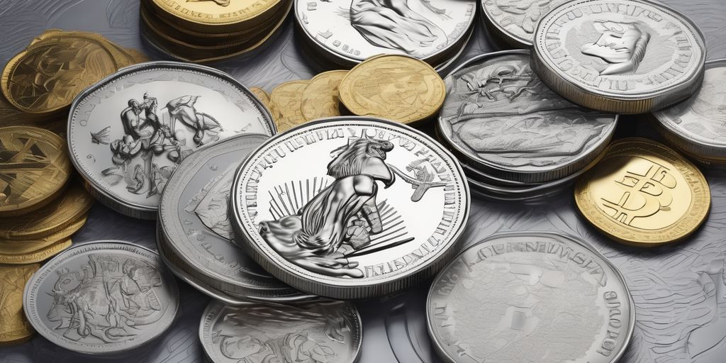 financial market with interest rates and physical silver coins