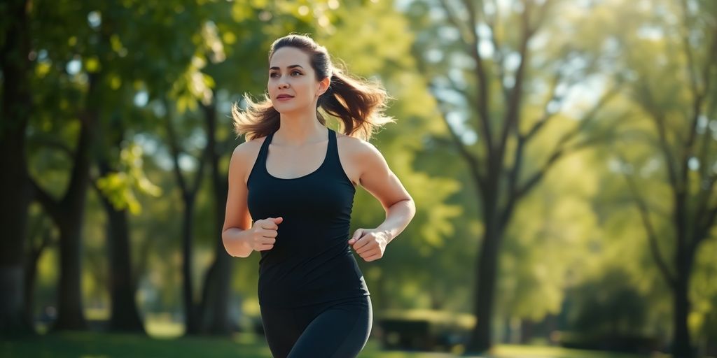 Woman exercising outdoors for a faster metabolism.