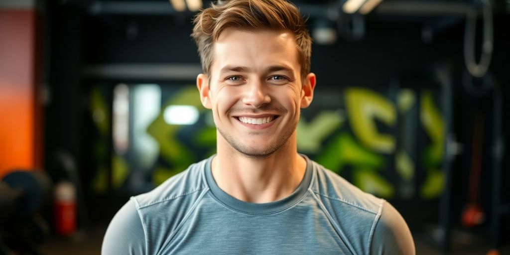 Sean O'Malley smiling in a gym setting.