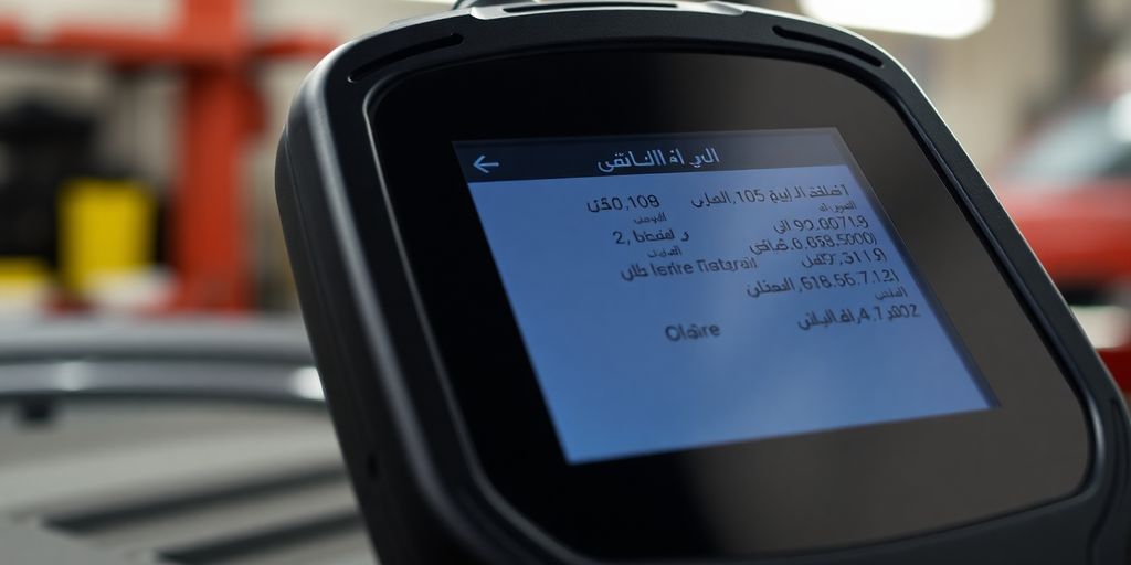 صورة لجهاز تشخيص أعطال السيارات في ورشة ميكانيكية