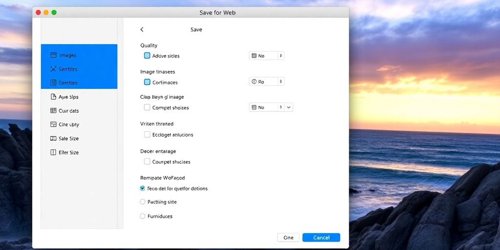 Photoshop Save for Web interface.