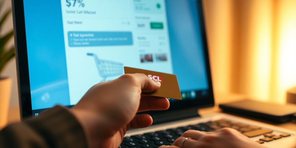 Secure online shopping with credit card.