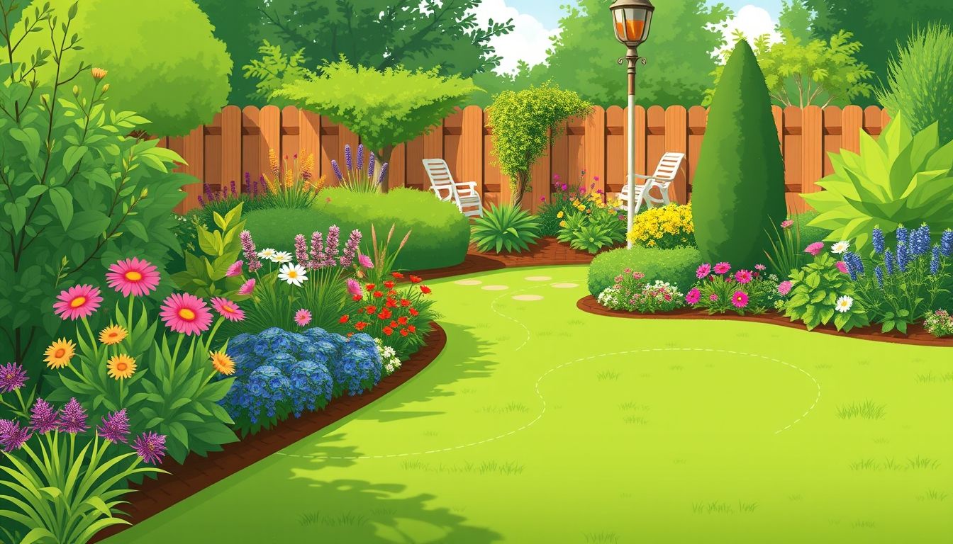 Beautifully landscaped garden with flowers and greenery.