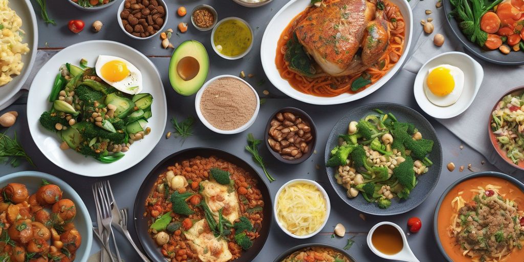 healthy low-carb meals on a table
