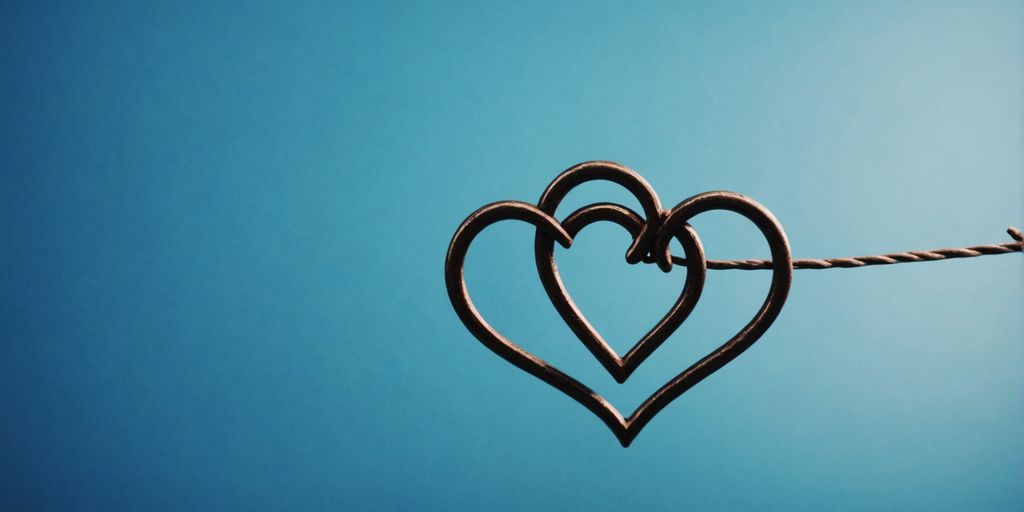 Two hearts intertwined on a blue background