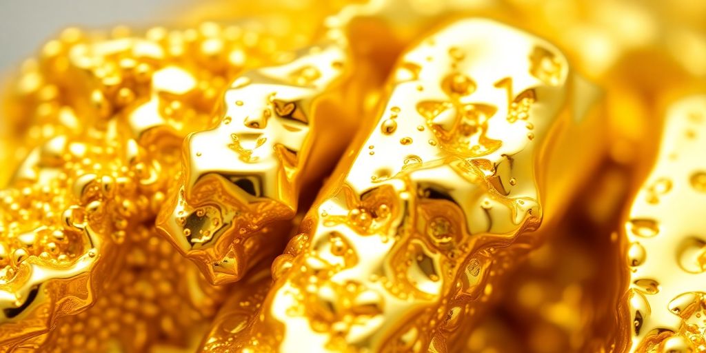Gros plan sur de l'or dentaire brillant et texturé.