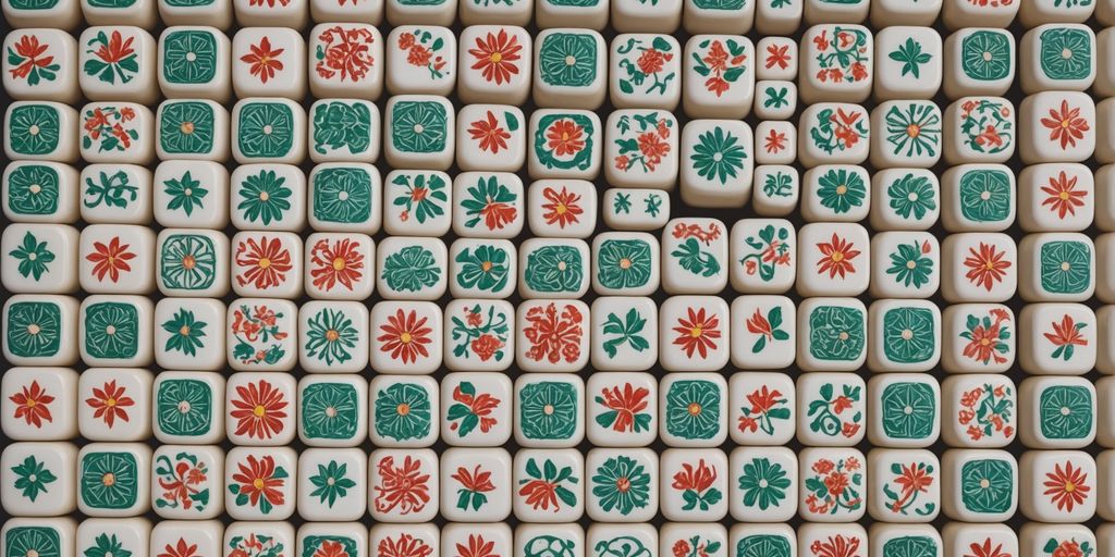 Colorful Mahjong tiles collection