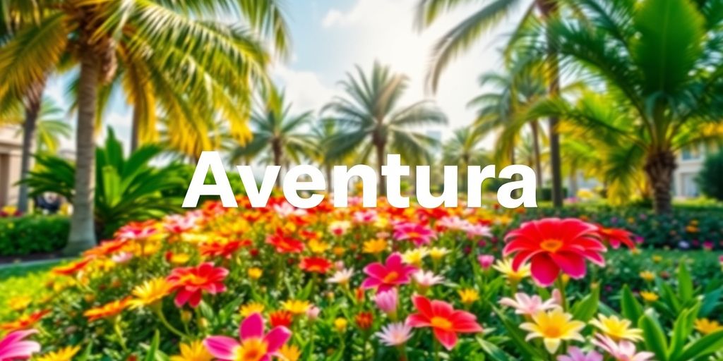 Colorful flowers in Aventura, Florida's sunny garden setting.