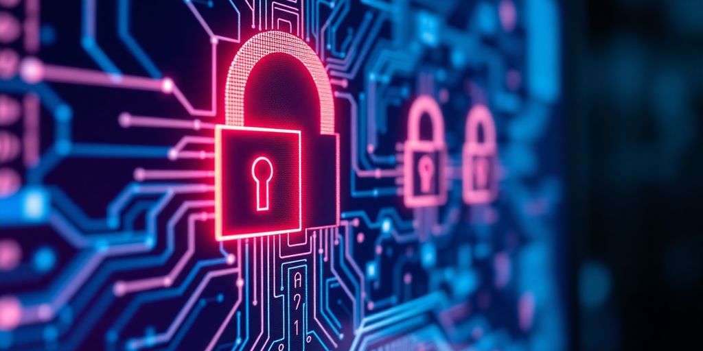 Close-up of digital locks on a computer screen.