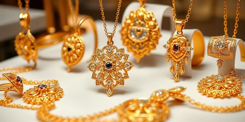 Bijoux en or brillants sur un fond élégant.