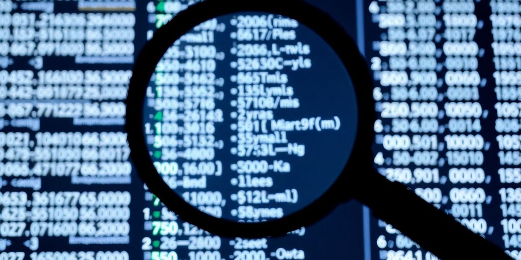 Cleaned data rows with a shining magnifying glass.
