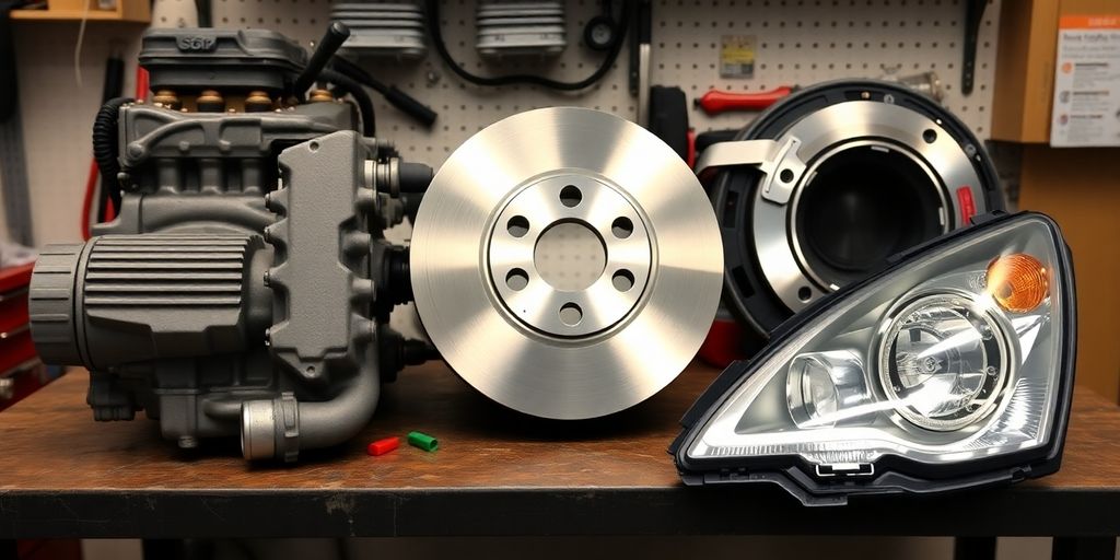 Various Chrysler Grand Voyager parts laid out.