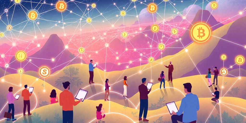 Illustrative image of decentralized finance growth with blockchain.