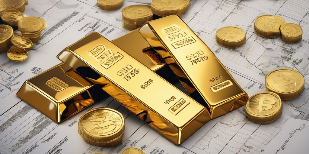 gold bars and financial charts