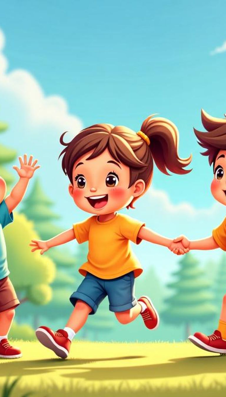Happy children playing outdoors in a park