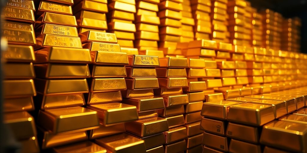 Lingots d'or dans une chambre forte.