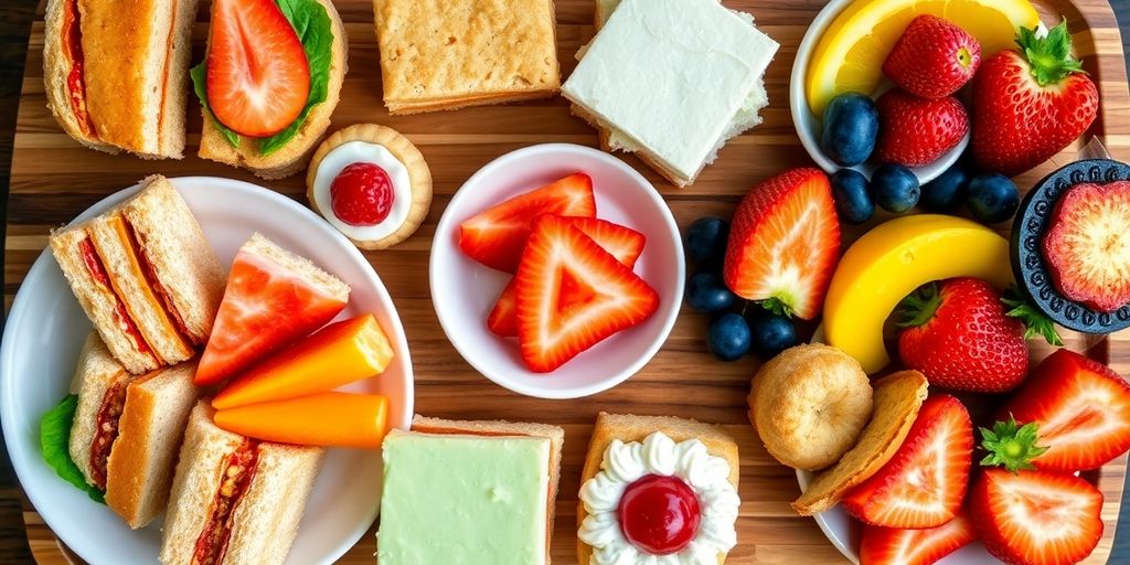 อาหารว่างหลากหลายสีสัน จัดวางสวยงามน่ารับประทาน