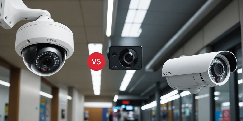 Analogue and IP CCTV cameras side by side.