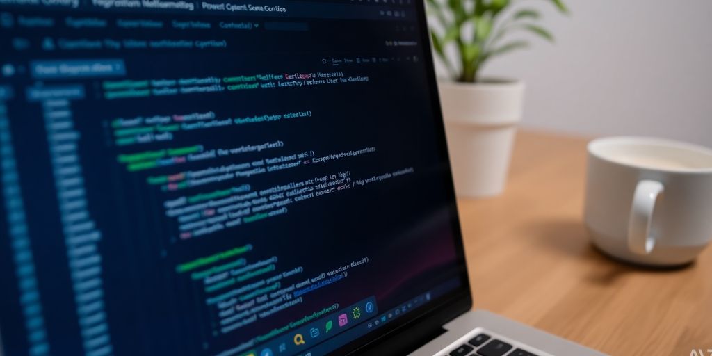 Laptop displaying GitHub interface with code snippets.