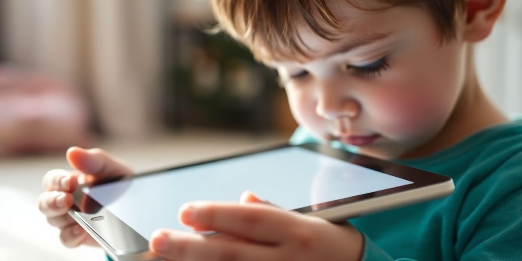 Child reluctantly puts down iPad.