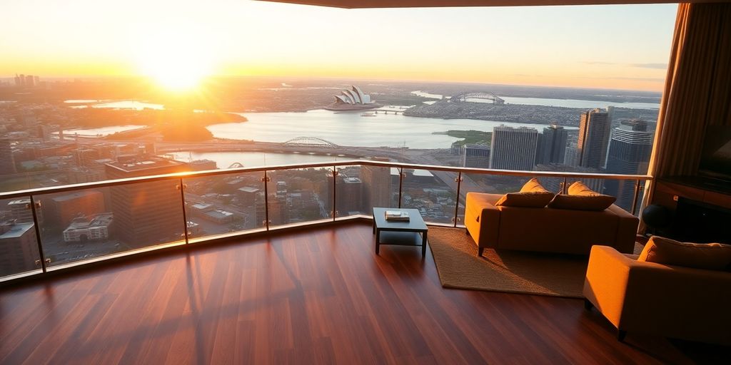 Luxury apartment with Sydney skyline view