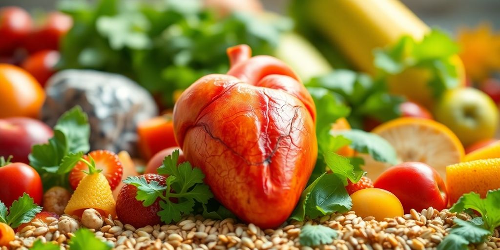 Heart, fruits, vegetables, whole grains.