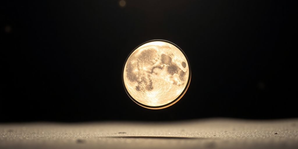Moon coin floating cosmos