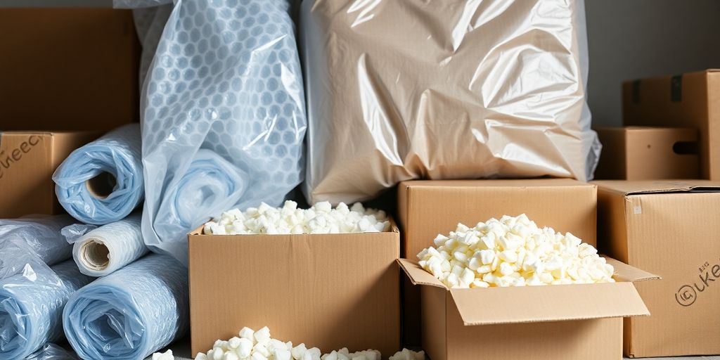 bubble wrap and packing peanuts