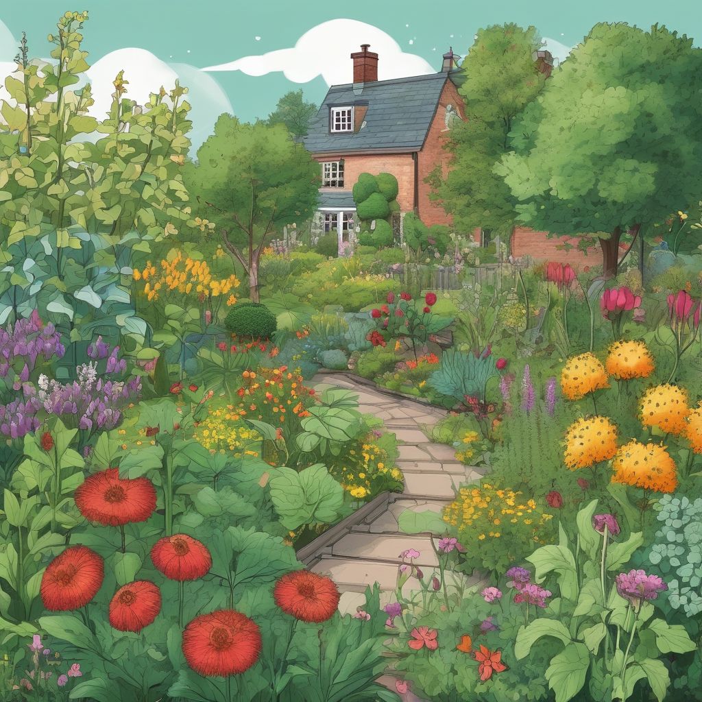 garden with seasonal plants and pests