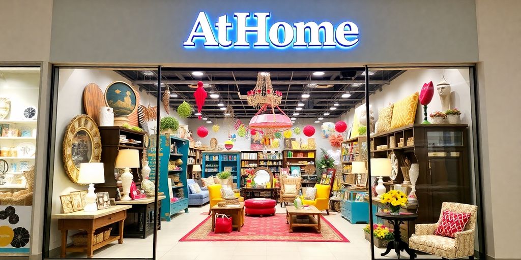 Exterior view of an At Home store with decor items.