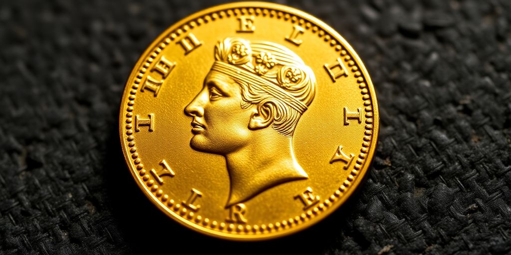 Pièce de Napoléon en or avec détails brillants.
