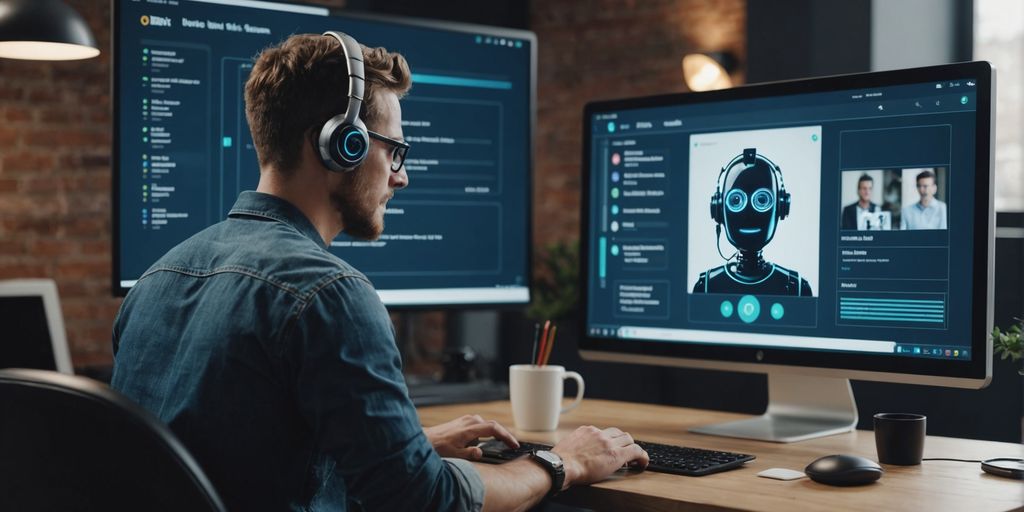 Chatbot interacting with website visitors on a screen