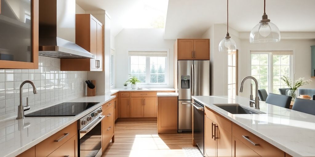 Modern kitchen renovation in a bright, airy home.