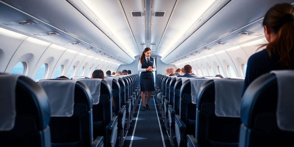 Alaska Airlines 862 cabin interior with navy seats and aisle