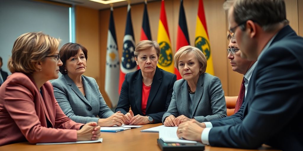 Group of German politicians discussing energy policy issues.