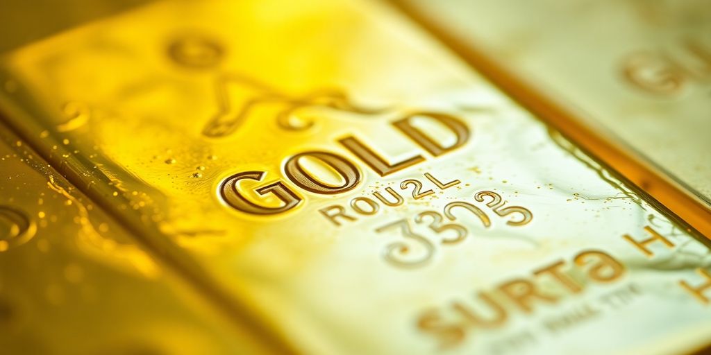 Barre d'or avec une surface brillante et détaillée.