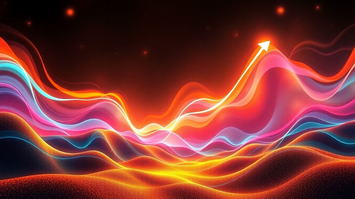 Crypto trading momentum with abstract digital forms.