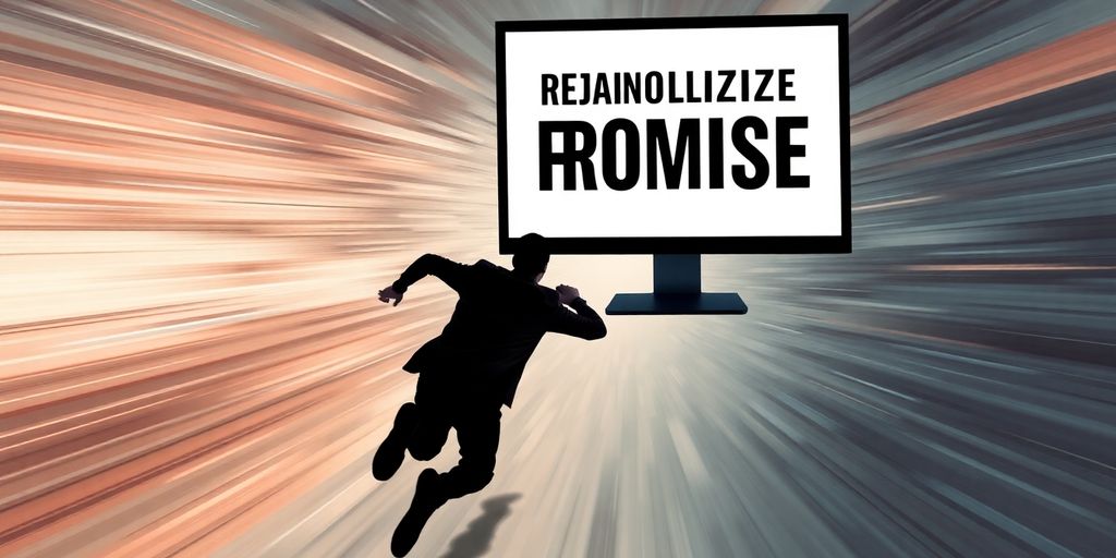 Person running away from a website promising fast results.