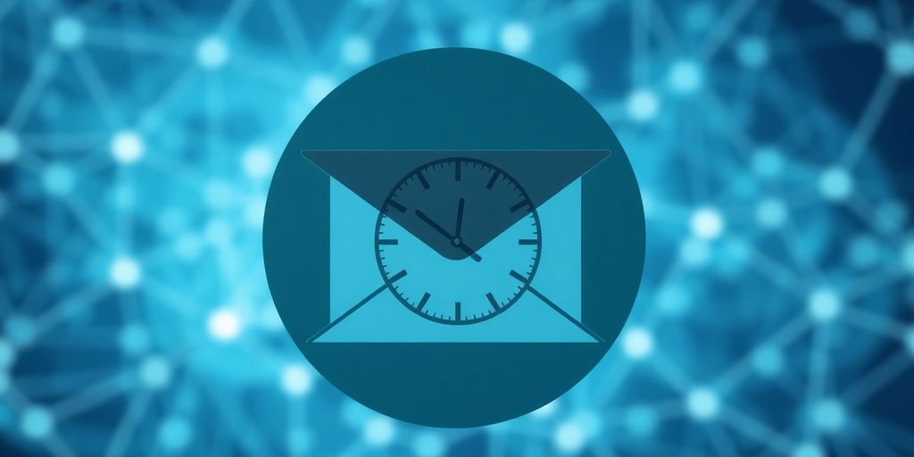 Abstract digital envelope with a clock.
