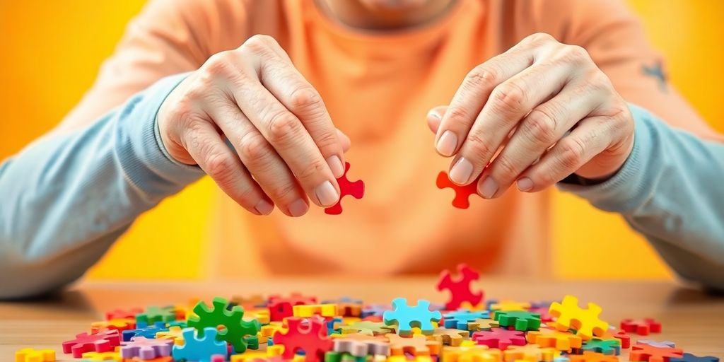 Person quickly assembling complex puzzle.