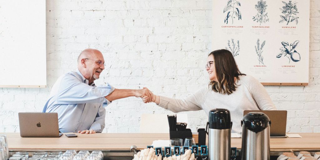 man and woman in store