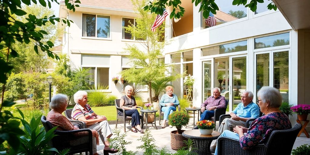 Casa de repouso moderna e acolhedora com jardim.