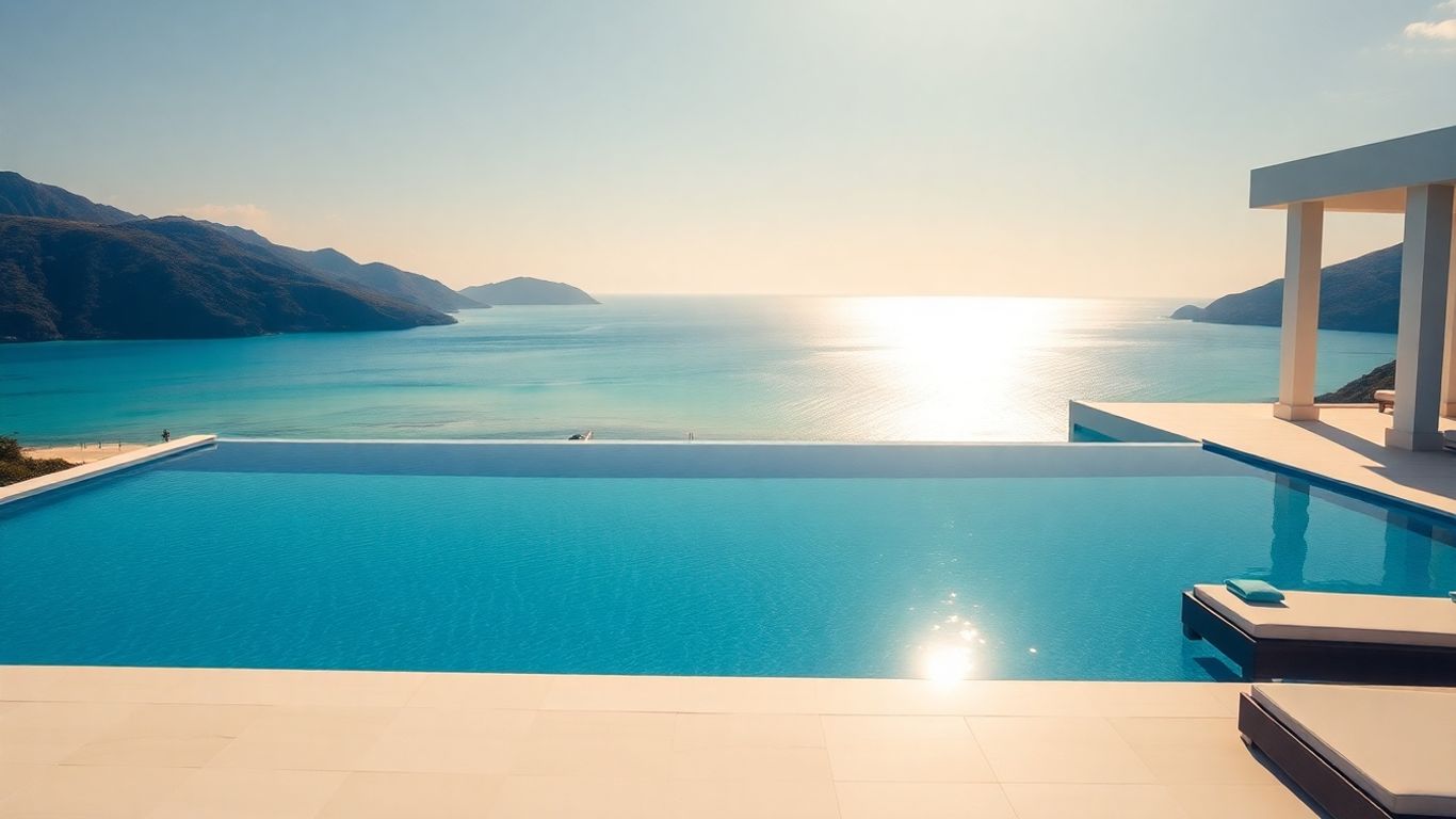 Luxury villa with infinity pool overlooking the ocean.