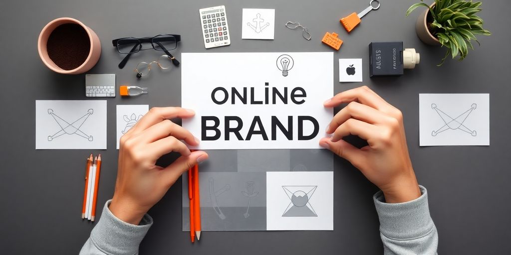 Build your brand online. Person crafting a distinctive online brand presence.