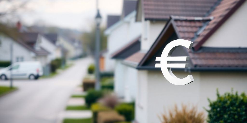 Een huis met een euroteken erboven.