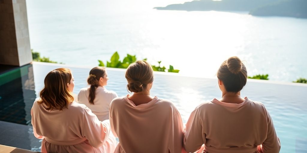 Relaxing spa day with friends at a Cabo bachelorette party.