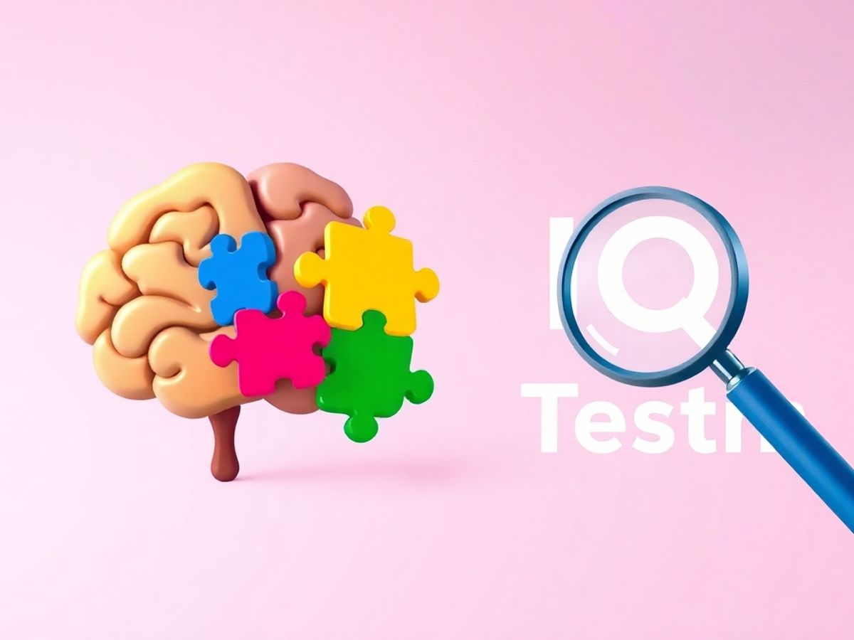 Brain and puzzle pieces illustrating IQ testing concept.